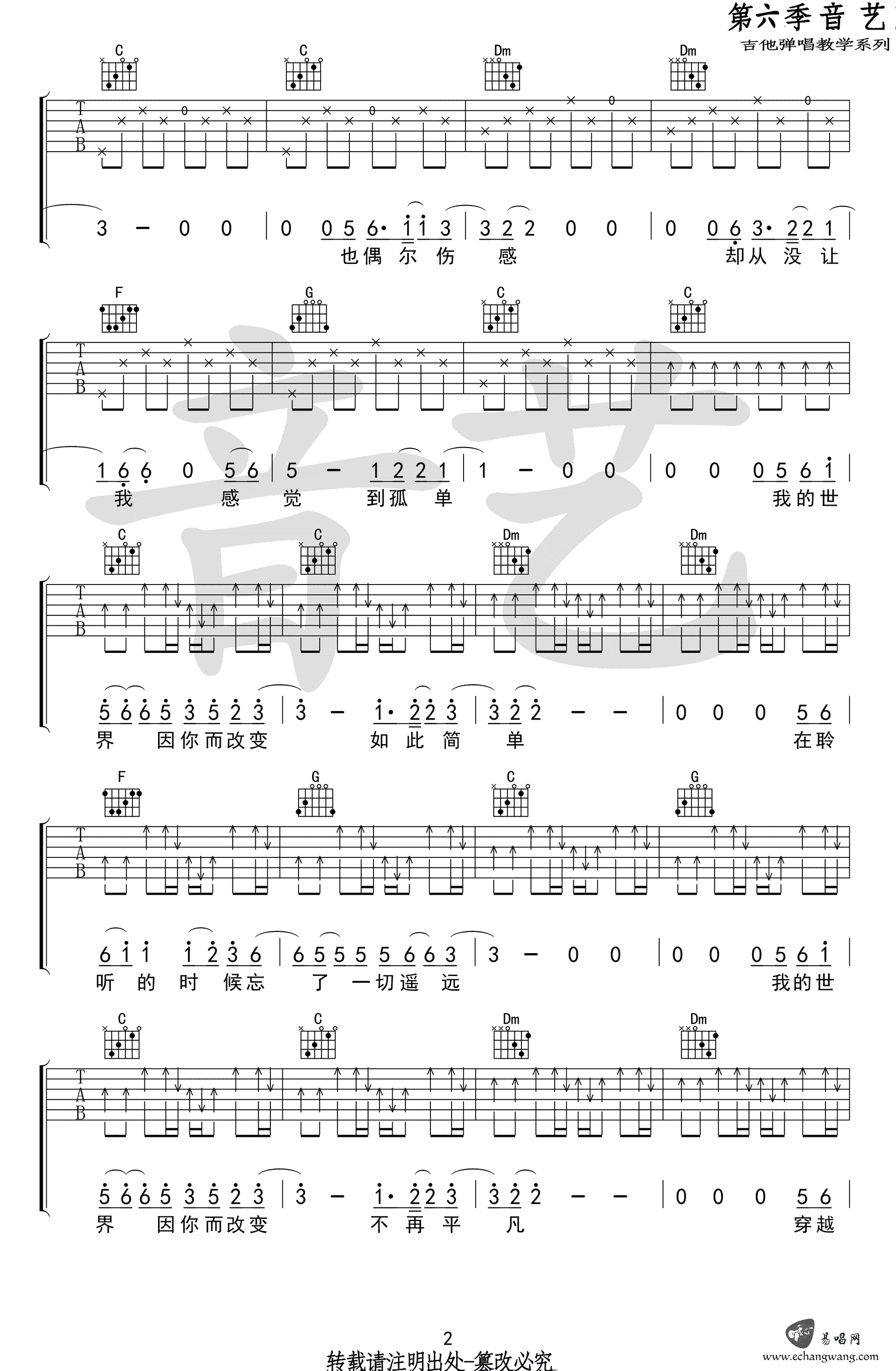 丢火车乐队无限可能吉他谱,简单高清原版指弹曲谱,丢火车乐队高清六线